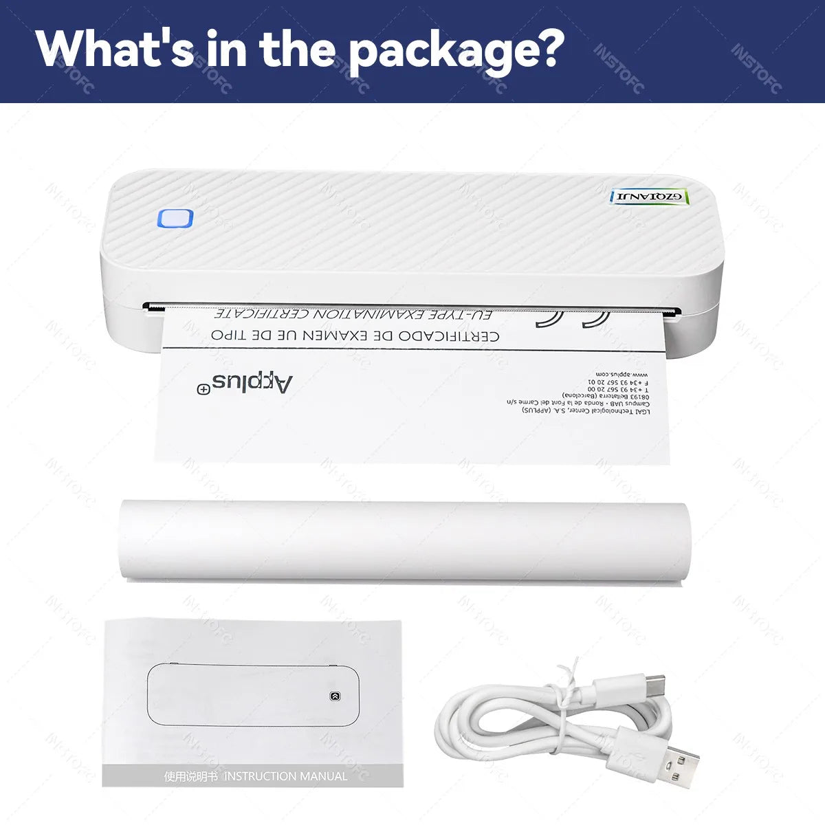 Portable A4 Thermal Printer Bluetooth Photos PDF Document Printing Machine Folded Rolls Paper for Office Work Home School Travel