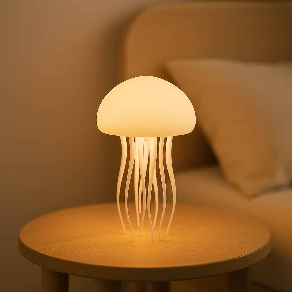 Jellyfish Night Light RGB Gradient Cute Jellyfish Bedside Lamp Voice Control Type-C Charging LED Nightt
