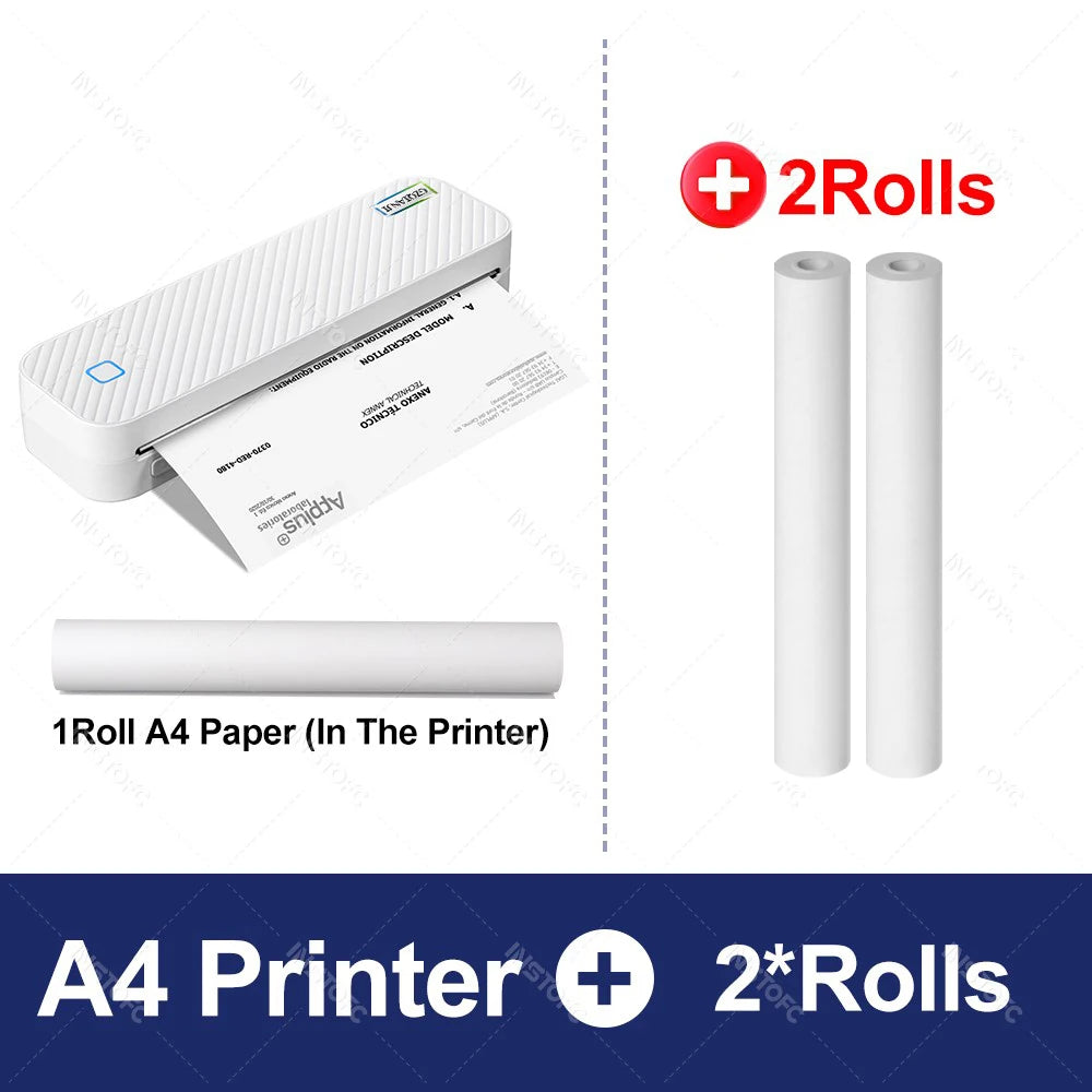 Portable A4 Thermal Printer Bluetooth Photos PDF Document Printing Machine Folded Rolls Paper for Office Work Home School Travel